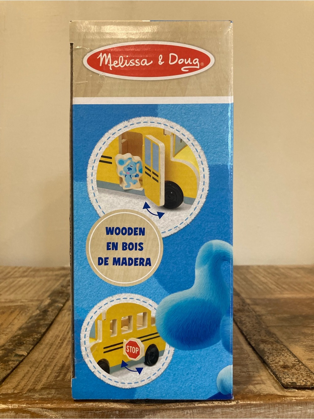 Melissa & Doug Blue's Clues & You Yellow Wooden Pull-Back School Bus Playset - Picture 10 of 15